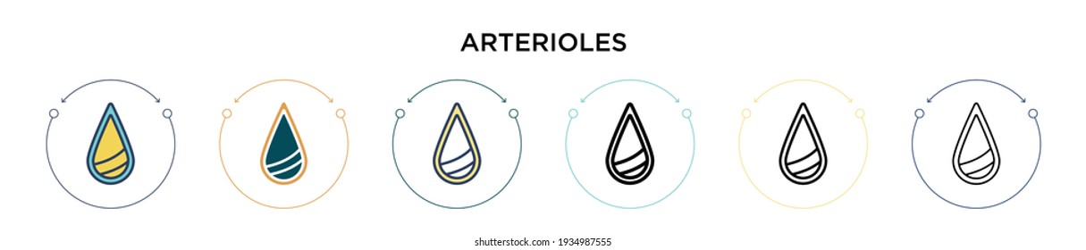 Arterioles icon in filled, thin line, outline and stroke style. Vector illustration of two colored and black arterioles vector icons designs can be used for mobile, ui, web