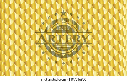 Artery golden badge. Scales pattern. Vector Illustration. Detailed.
