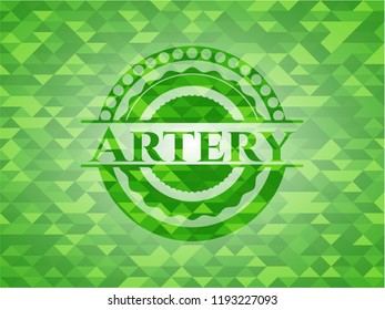 Artery green emblem with mosaic ecological style background
