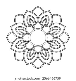 Artful Flower Mandala Pattern for Coloring Books