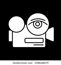 Arthouse film dark mode glyph icon. Festival and authors movie for non broad audience. Television entertainment category. White silhouette symbol on black space. Vector isolated illustration