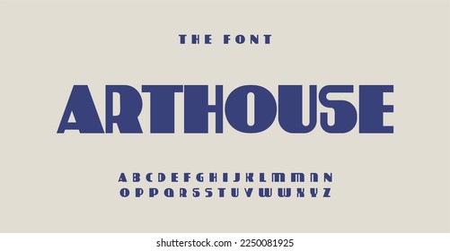 Arthouse style alphabet, vintage art nouveau letters, old avant-garde font for retro film logo. The 60s, and 70s typography, distinct headlines. Vector typographic design