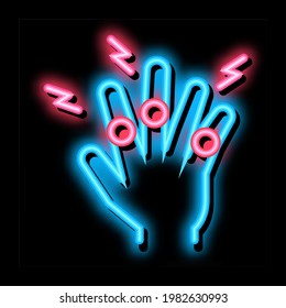arthritis of finger joints neon light sign vector. Glowing bright icon arthritis of finger joints sign. transparent symbol illustration