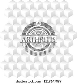 Arthritis grey emblem with geometric cube white background