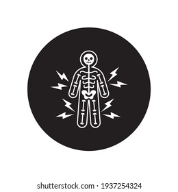 Arthritis human body black glyph icon. Inflammation joint. Sign for web page, mobile app, button, logo. Editable stroke.