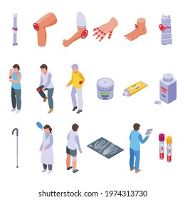 Arthritis icons set. Isometric set of arthritis vector icons for web design isolated on white background
