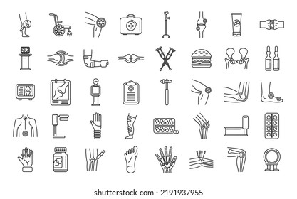 Arthritis icons set outline vector. Joint injury. Medical science