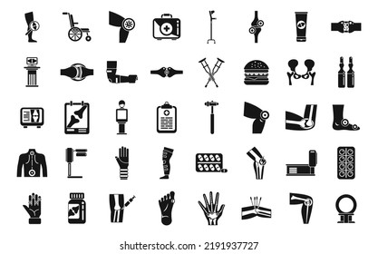 Arthritis icons set simple vector. Joint injury. Medical science