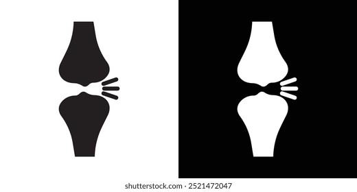 Arthritis knee joint pain icon Vector flat thin line illustration