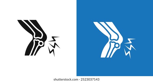 Arthritis knee joint pain icon Flat vector set outline