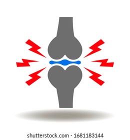 Arthritis Logo. Bone joint cartilage flash lightning icon vector. Alarm pain osteoarthritis body ache illustration.