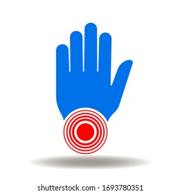 Arthritis Logo. Joint pain medical sign. Hand wrist with circle rings ache indicator icon vector.