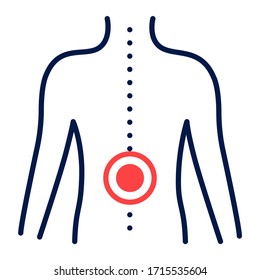 Arthritis lower back color line icon. Health care. Isolated vector element. 