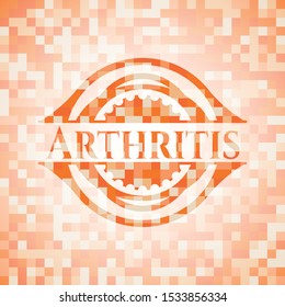 Arthritis orange mosaic emblem. Vector Illustration. Detailed.