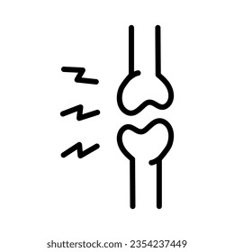 Arthritis outline icon. Joint pain, rheumatism, knee joint injury. Body aches concept. For health, medicine, anatomy. Linear style illustration