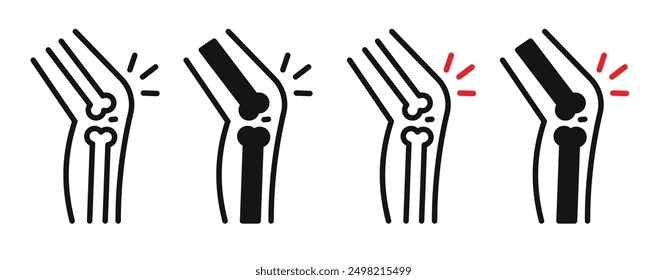 arthritis pain iconicon vector collection in outlined and solid style