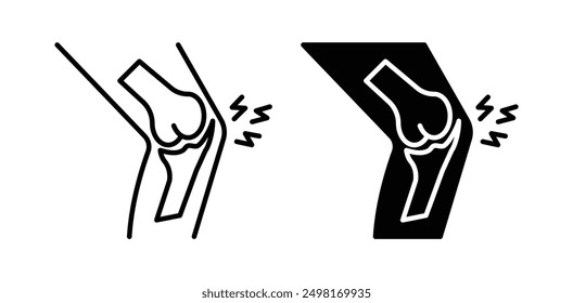 arthritis pain vector icon set in black color.