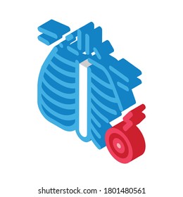 arthritis of rib-sternum joint icon vector. isometric arthritis of rib-sternum joint sign. color isolated symbol illustration