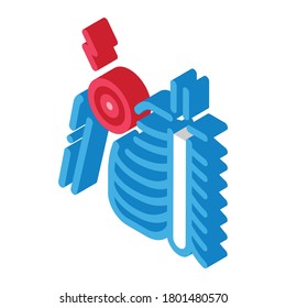 arthritis of shoulder joint icon vector. isometric arthritis of shoulder joint sign. color isolated symbol illustration