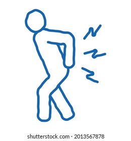 Vector de icono de esbozo de artritis. Dibujo manual de la línea azul del doodle Signo de artritis. ilustración de símbolo aislado