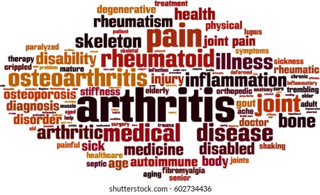 Arthritis word cloud concept. Vector illustration