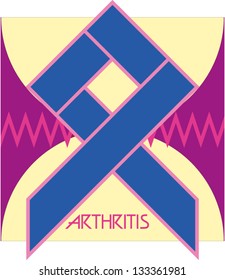 arthritis,blue ribbon against the chart and two spherical bones