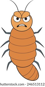 Arthropleura bug angry icon vector Illustration Allien