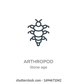 Arthropod icon. Thin linear arthropod outline icon isolated on white background from stone age collection. Line vector sign, symbol for web and mobile