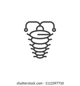 Arthropod outline icon. linear style sign for mobile concept and web design. Ancient trilobite simple line vector icon. Symbol, logo illustration. Pixel perfect vector graphics