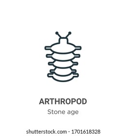 Arthropod outline vector icon. Thin line black arthropod icon, flat vector simple element illustration from editable stone age concept isolated stroke on white background