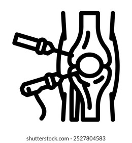 Icono de línea de cirugía de artroscopia. Vector de cirugía de artroscopia. Ilustración negra