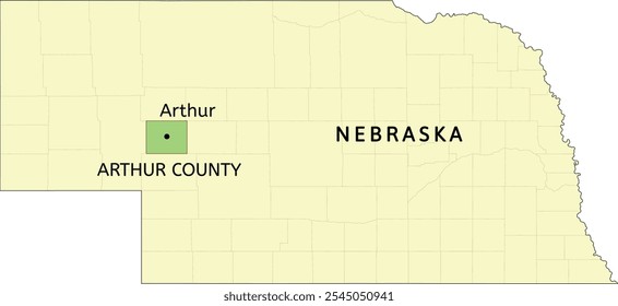 Arthur County and village of Arthur location on Nebraska state map