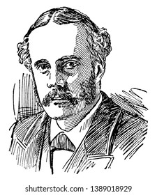 Arthur James Balfour, 1848-1930, he was a British statesman and prime minister of the United Kingdom from 1902 to 1905, vintage line drawing or engraving illustration