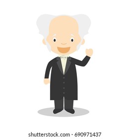 Arthur Schopenhauer cartoon character. Vector Illustration. Kids History Collection.