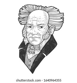 Arthur Schopenhauer portrait sketch engraving vector illustration. T-shirt apparel print design. Scratch board imitation. Black and white hand drawn image.