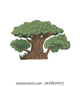 Artichelen green element of colorful set. In this enchanting illustration of a jungle tree creative design and cartoon artistry merge harmoniously on a blank white canvas. Vector illustration.