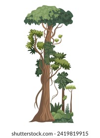 Artichelen green element of colorful set. In this stunning illustration a vibrant jungle tree takes center stage in a whimsical cartoon design, all on a serene white background. Vector illustration.