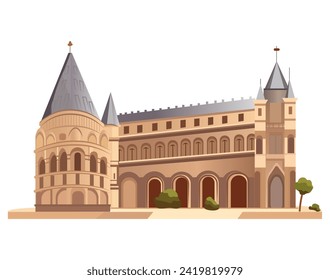 Artichelen isolated element of colorful set. The grandeur of the famous historic building is captured in this breathtaking illustration. Vector illustration.