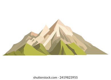 Artichelen mountains of colorful set. In this captivating illustration meticulous design and cartoon elements blend seamlessly against a serene white backdrop. Vector illustration.