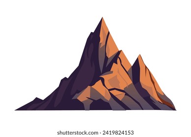 Montañas artificiales de colorido conjunto. Esta imagen presenta una hermosa escena de montaña en un encantador estilo de dibujos animados colocados contra un lienzo blanco limpio. Ilustración vectorial.