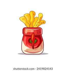 Artichelen sauce of colorful set. An appetizing sauce illustration featuring a creative cartoon design on a clean white background. Vector illustration.