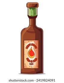 Artichelen sauce of colorful set. The delightful chili sauces feature an intricately designed bottle with a playful cartoon twist. Vector illustration.