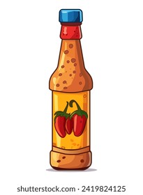 Artichelen sauce of colorful set. This illustration features a creatively designed sauce bottle with a playful cartoon twist against a pristine white background. Vector illustration.