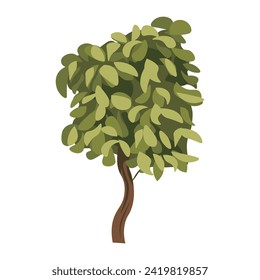 Artichelen tree of colorful set. This artistic artwork highlight the majestic beauty of a tropical tree in a delightful cartoon style against a serene white canvas. Vector illustration.