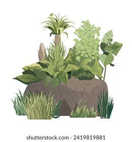 Artichelen tropical plant. In this eye-catching illustration of a jungle plants design and cartoon artistry harmoniously blend on a blank white canvas. Vector illustration.