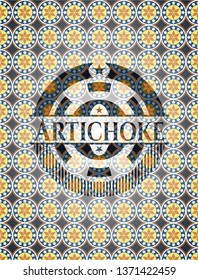 Artichoke arabic badge background. Arabesque decoration.
