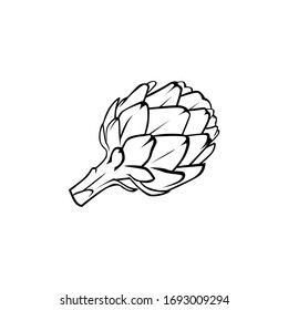 artichoke black and white vector illustration for all purpose.