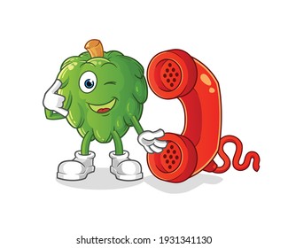 artichoke call mascot. cartoon vector