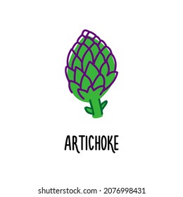 Artichoke clip art with white background. Isolated vector illustration 