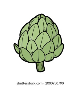 Artichoke color variation for coloring page isolated on white background